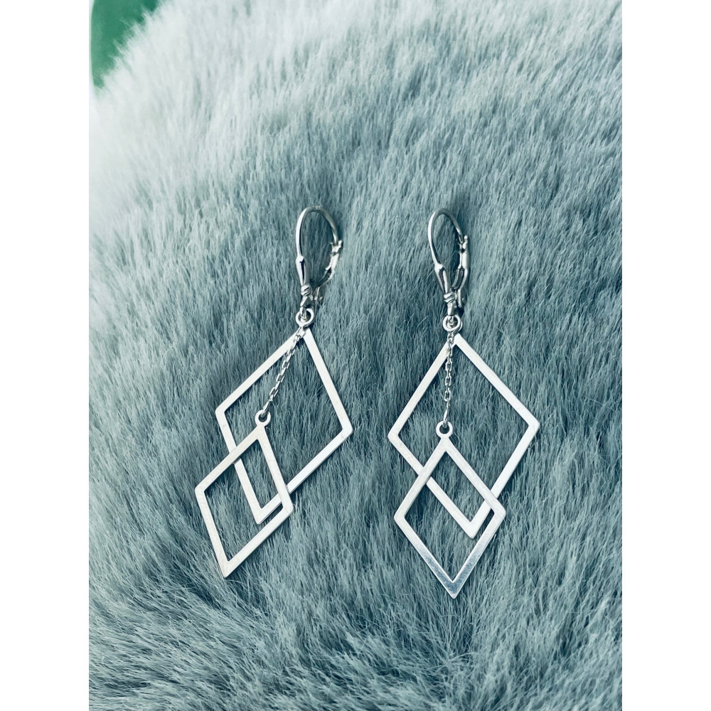 Rhombus 925 Silber Ohrringe