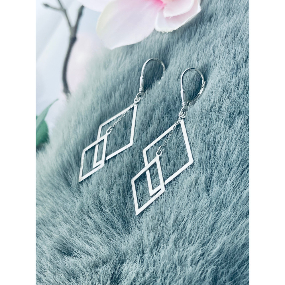 Rhombus 925 Silber Ohrringe