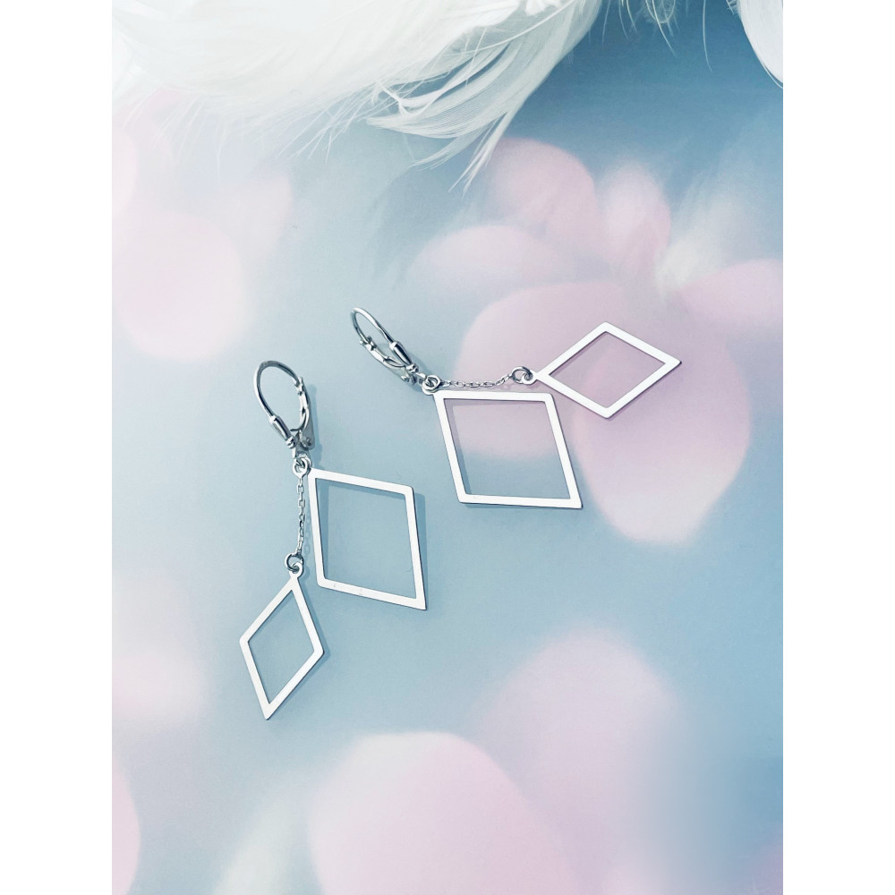 Rhombus 925 Silber Ohrringe