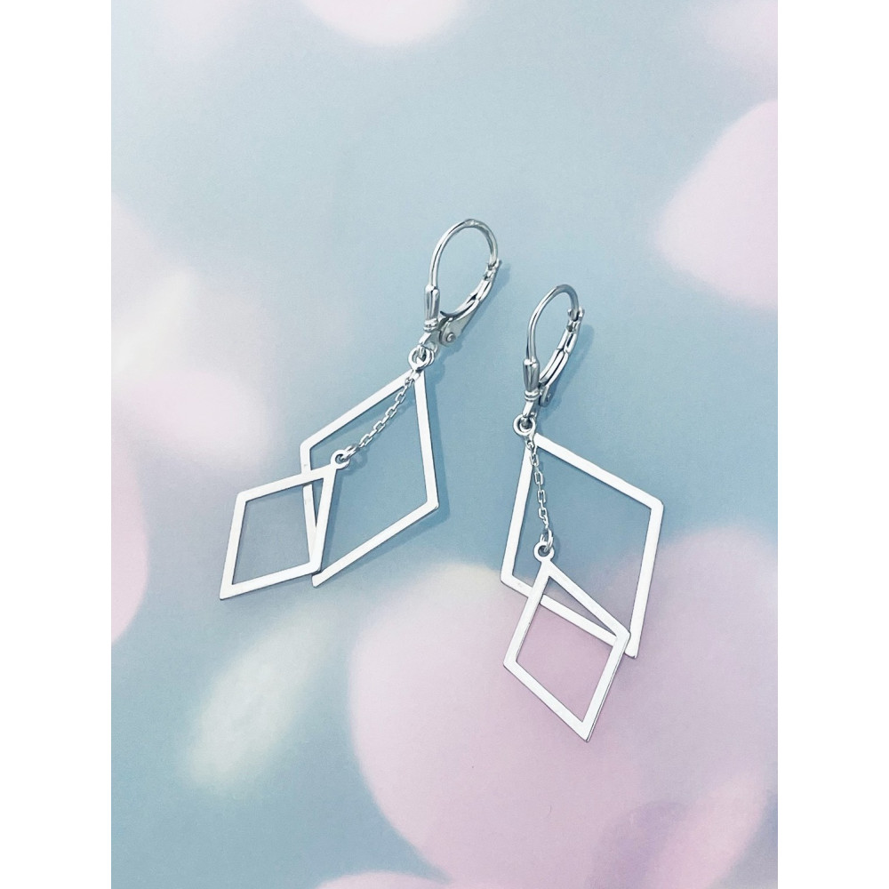 Rhombus 925 Silber Ohrringe