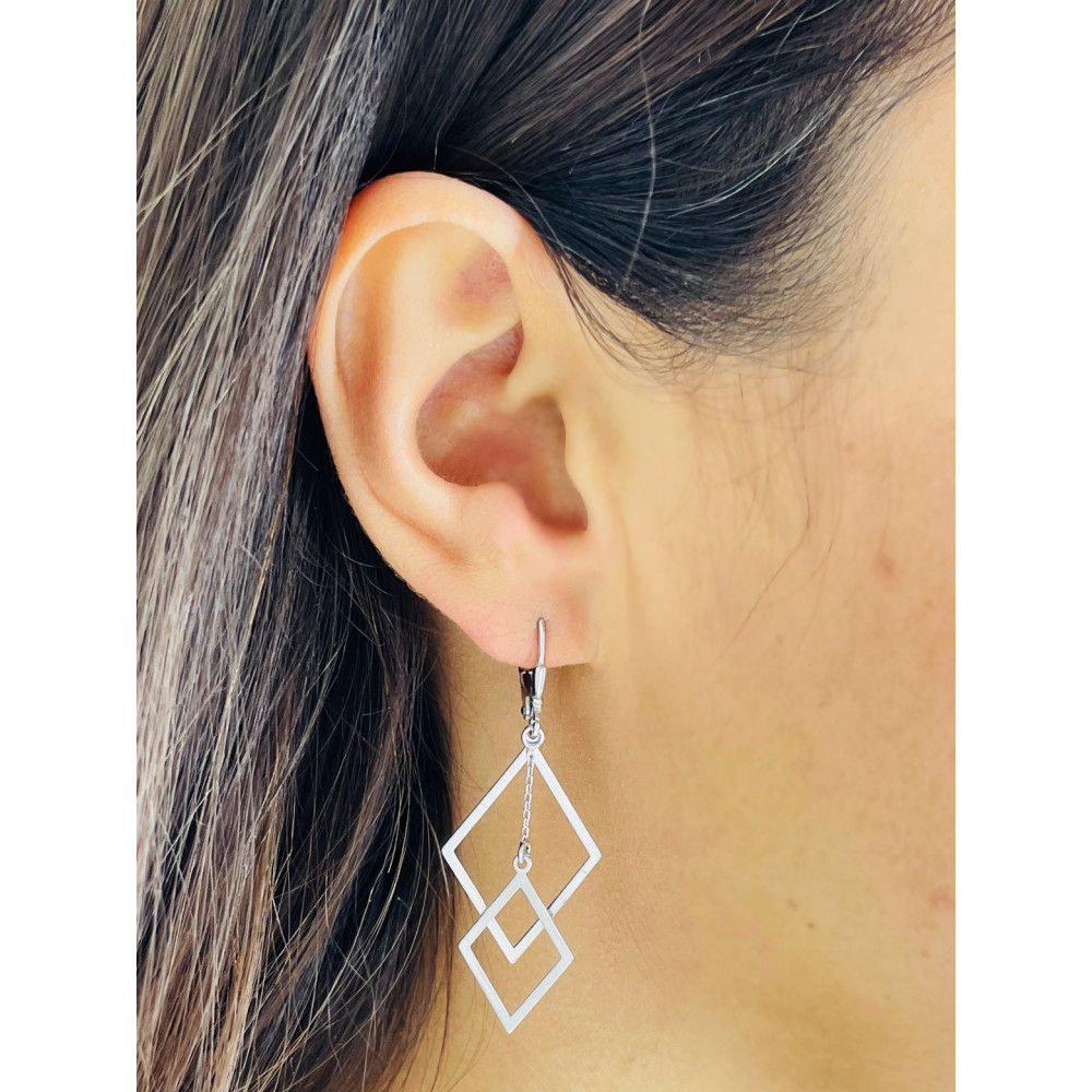 Rhombus 925 Silber Ohrringe