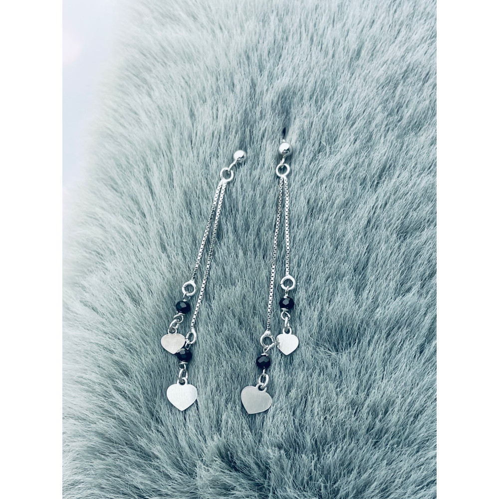 Herz 925 Silber Ohrringe mit Onyx Damen