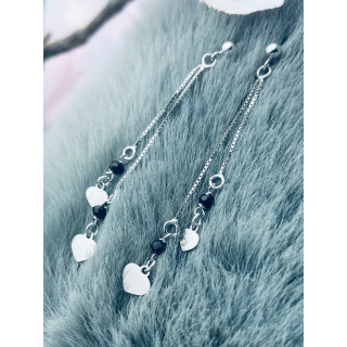 Herz 925 Silber Ohrringe mit Onyx Damen