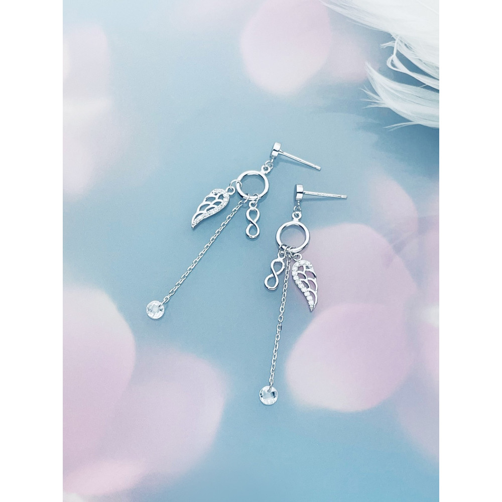 Infinity Flügel Kreis 925 Silber Ohrringe mit Zirkonia Damen