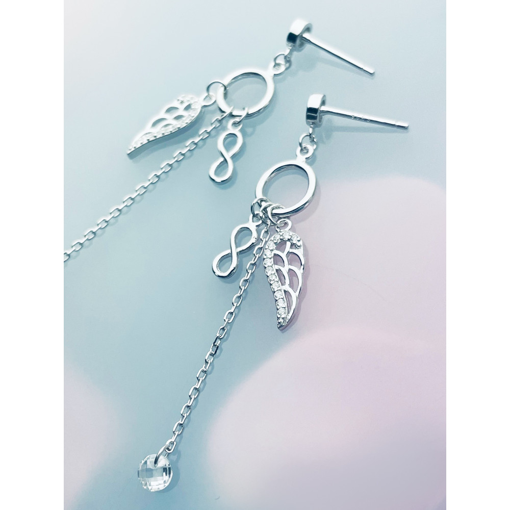 Infinity Flügel Kreis 925 Silber Ohrringe mit Zirkonia Damen