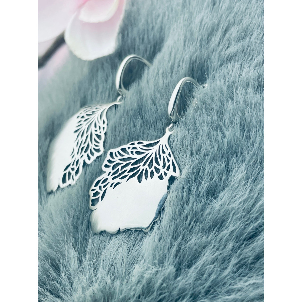 Blatt 925 Silber Ohrringe Vintage