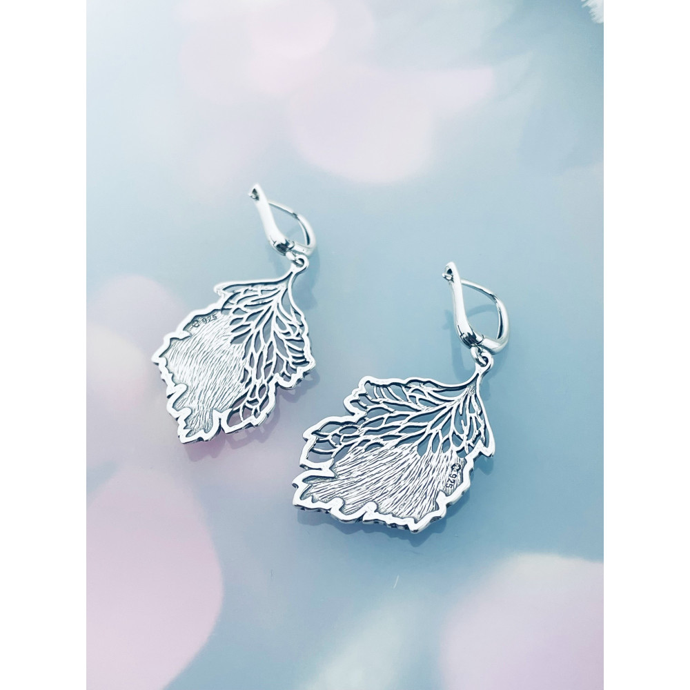 Blatt 925 Silber Ohrringe Vintage