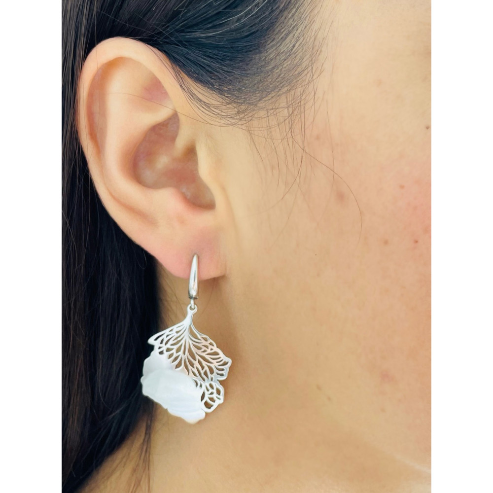 Blatt 925 Silber Ohrringe Vintage