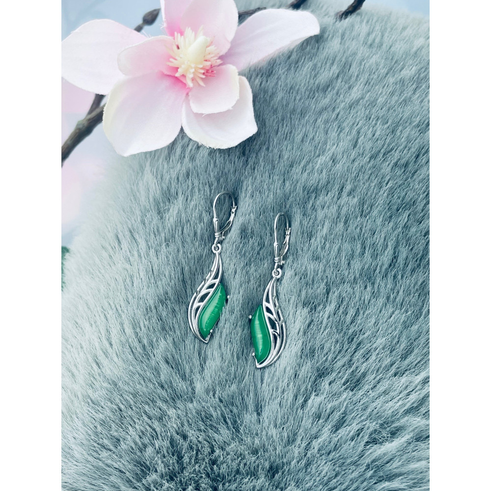 925 Silber Ohrringe mit Obsidian