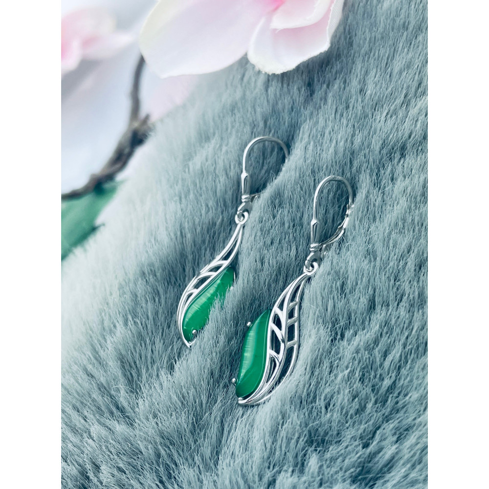 925 Silber Ohrringe mit Obsidian