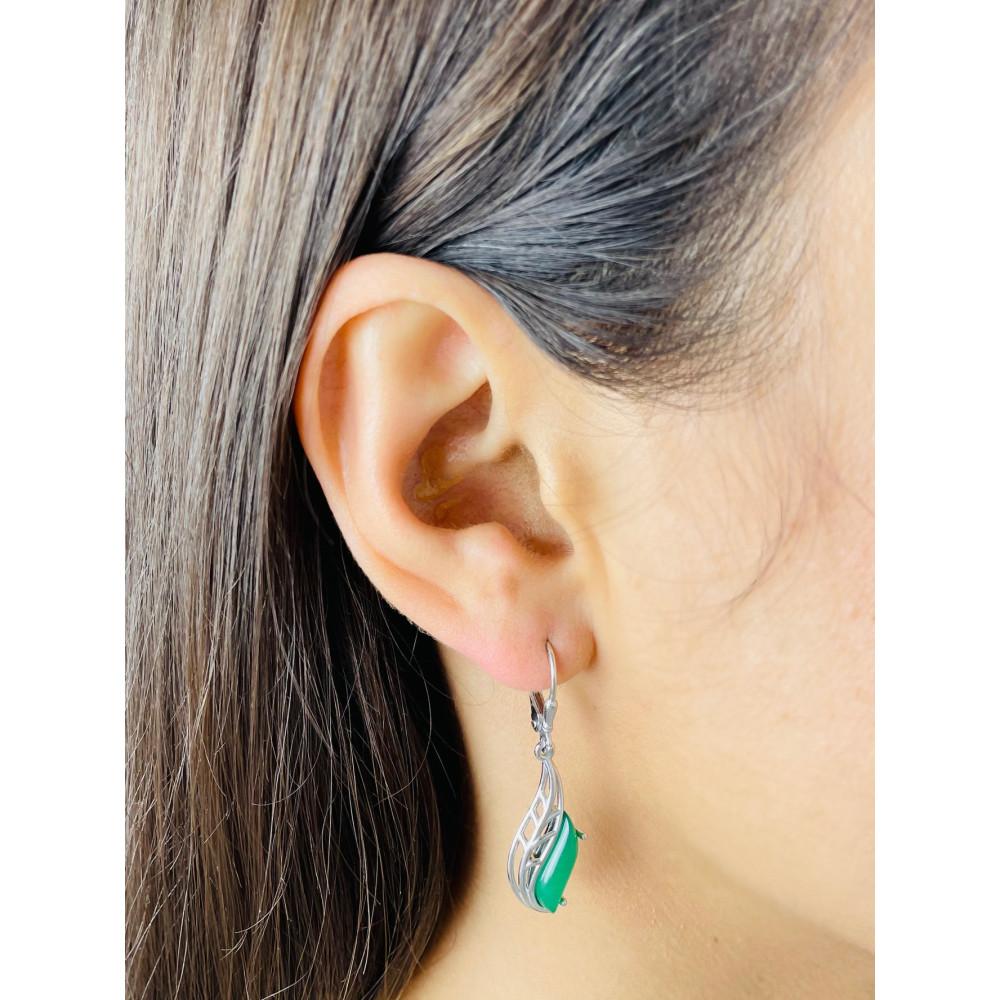 925 Silber Ohrringe mit Obsidian