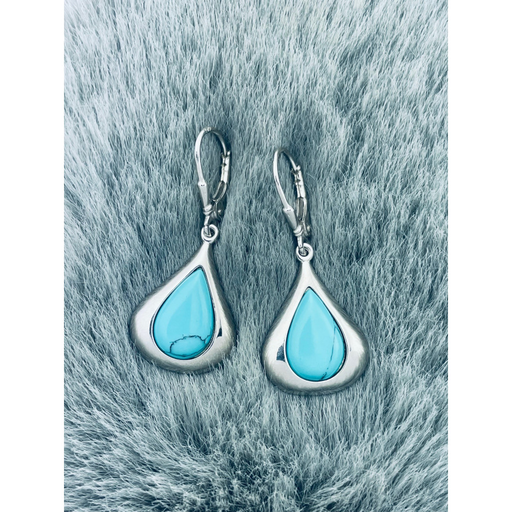 Träne 925 Silber Ohrringe mit Türkis