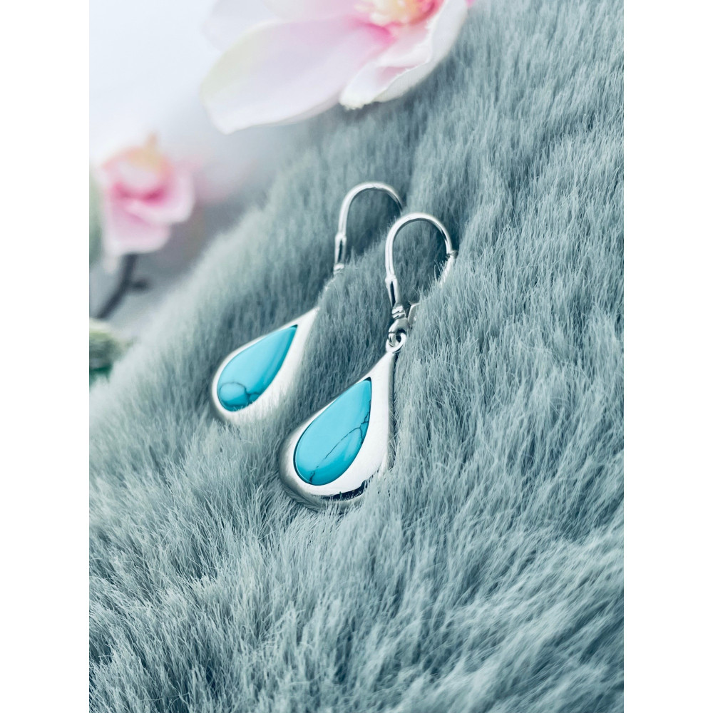 Träne 925 Silber Ohrringe mit Türkis