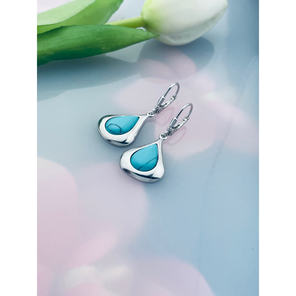 Träne 925 Silber Ohrringe mit Türkis