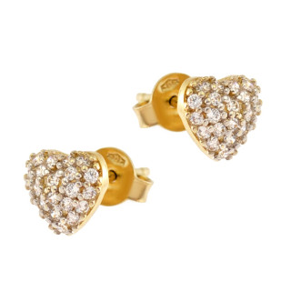 Złote kolczyki serce z cyrkoniami