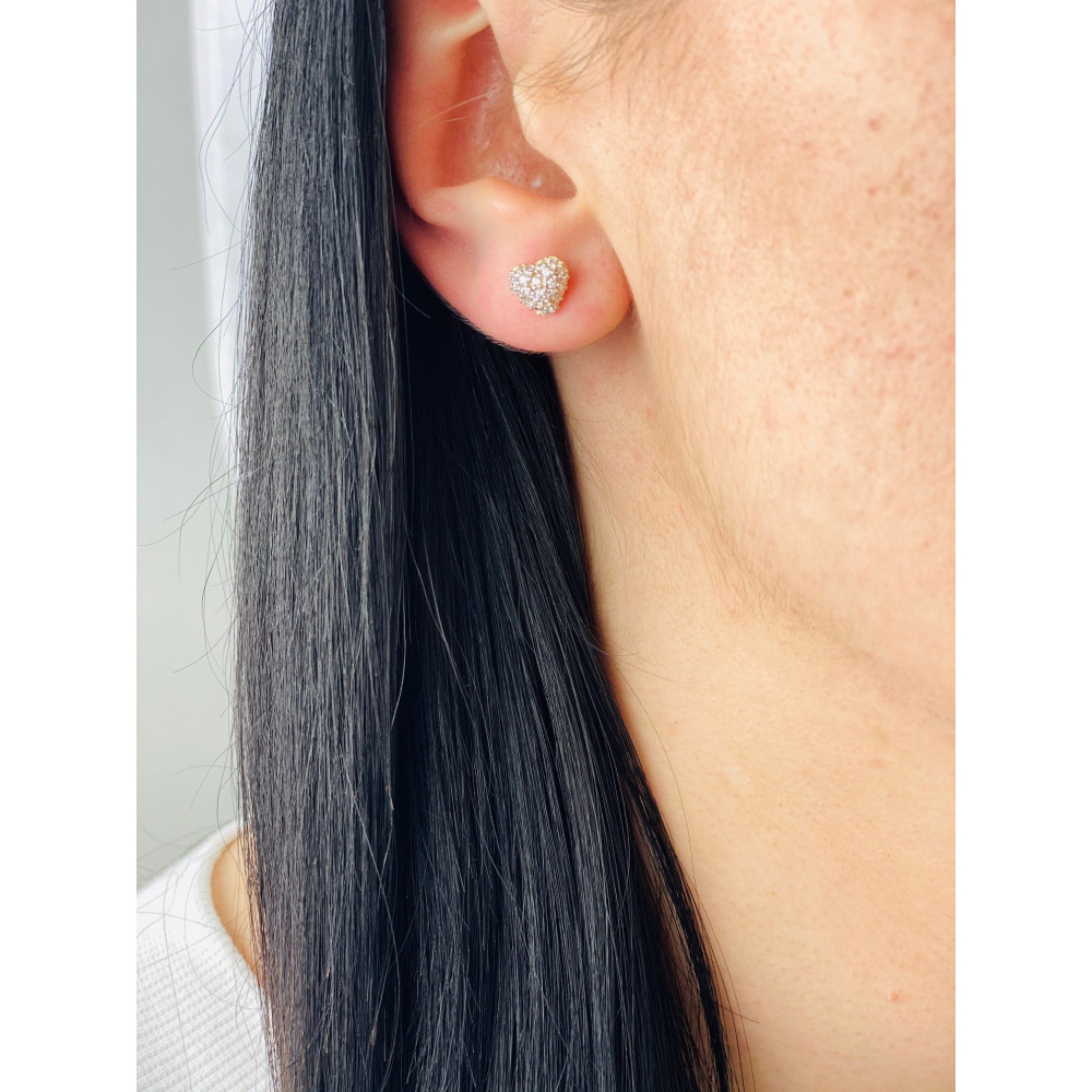 Złote kolczyki serce z cyrkoniami