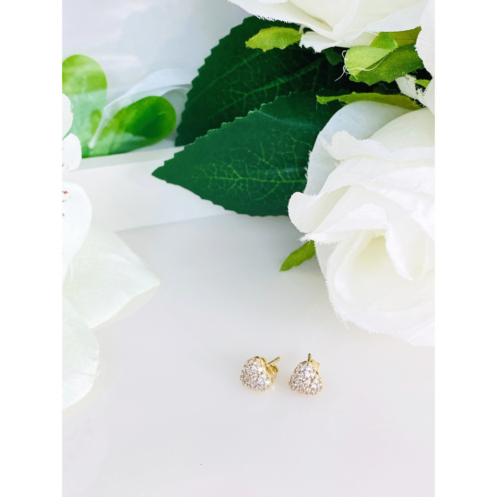 Złote kolczyki serce z cyrkoniami