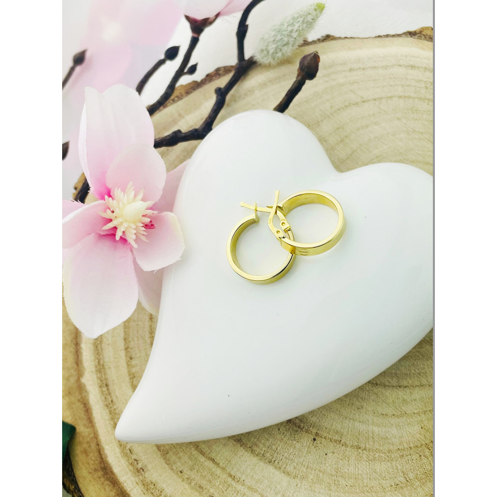 Kreis Creolen Ohrringe Ohrhänger Ohrstecker Ohrschmuck Paar Gelbgold 585er 14KT