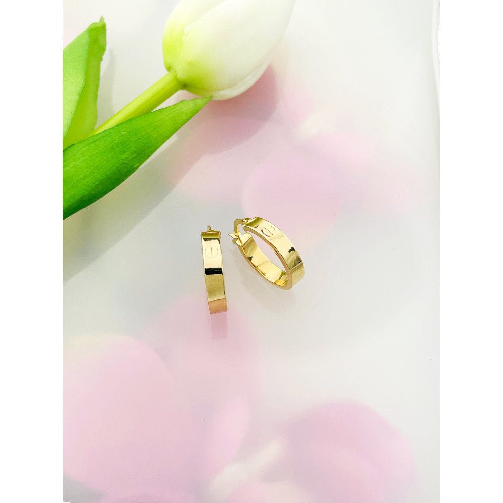 Kreis Creolen Ohrringe Ohrhänger Ohrstecker Ohrschmuck Paar Gelbgold 585er 14KT