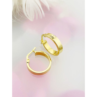 Złote kolczyki koła kółeczka polerowane z frezowanym wzorkiem