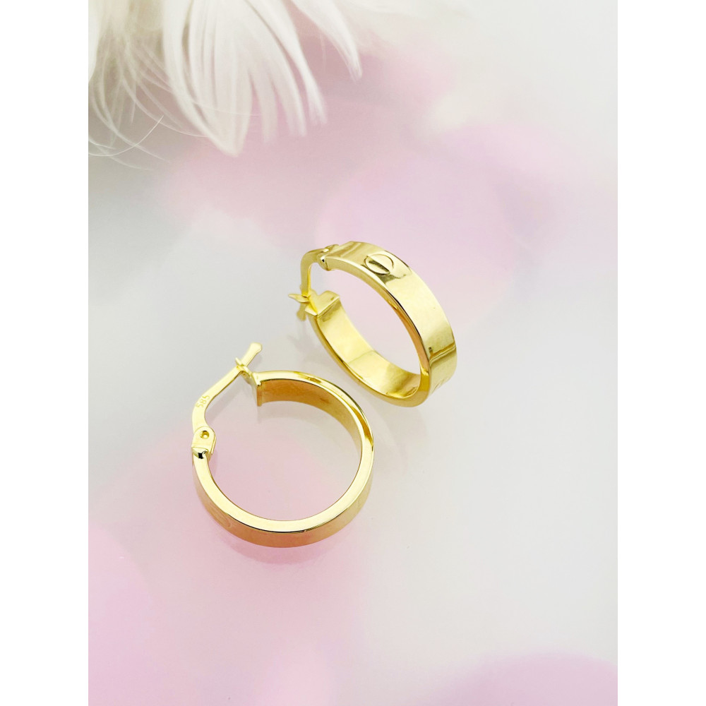 Kreis Creolen Ohrringe Ohrhänger Ohrstecker Ohrschmuck Paar Gelbgold 585er 14KT