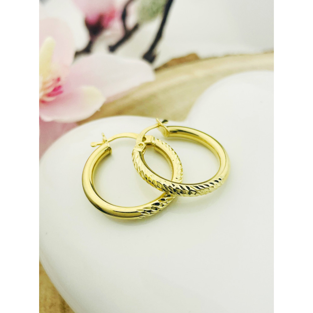 Kreis Creolen Ohrringe Ohrhänger Ohrstecker Ohrschmuck Paar Gelbgold 585er 14KT