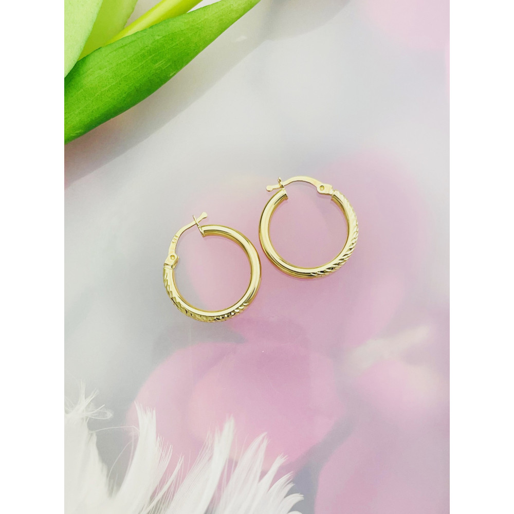 Kreis Creolen Ohrringe Ohrhänger Ohrstecker Ohrschmuck Paar Gelbgold 585er 14KT