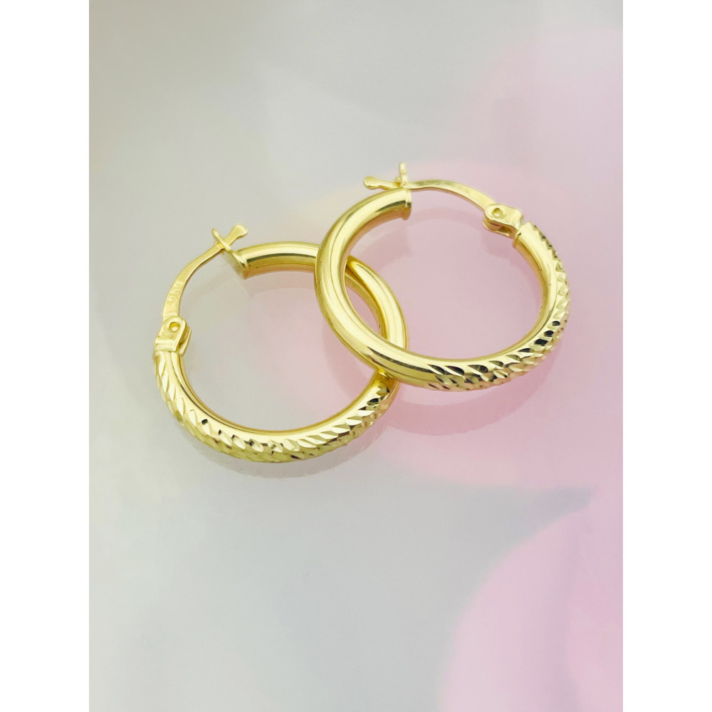 Kreis Creolen Ohrringe Ohrhänger Ohrstecker Ohrschmuck Paar Gelbgold 585er 14KT