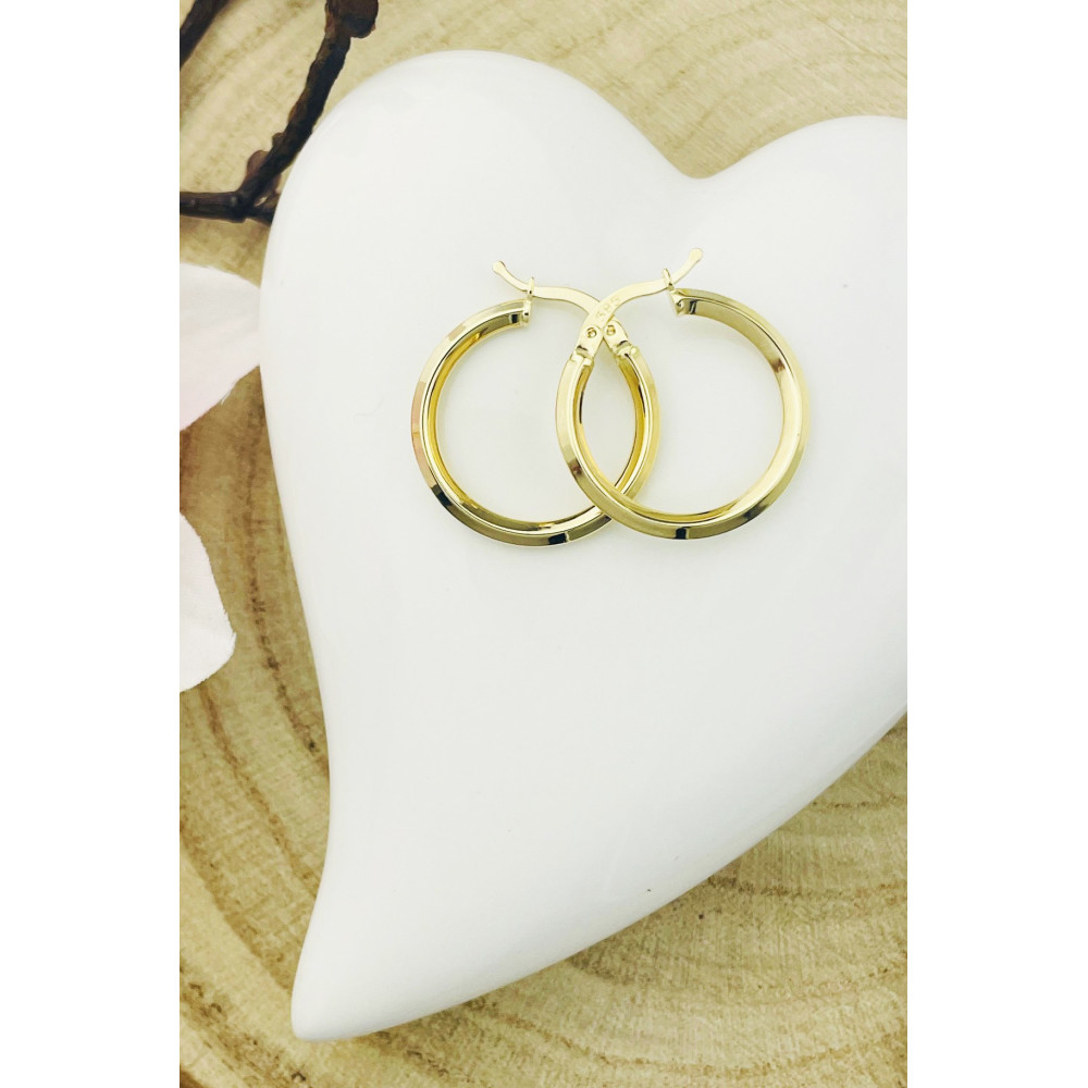 Kreis Creolen Ohrringe Ohrhänger Ohrstecker Ohrschmuck Paar Gelbgold 585er 14KT