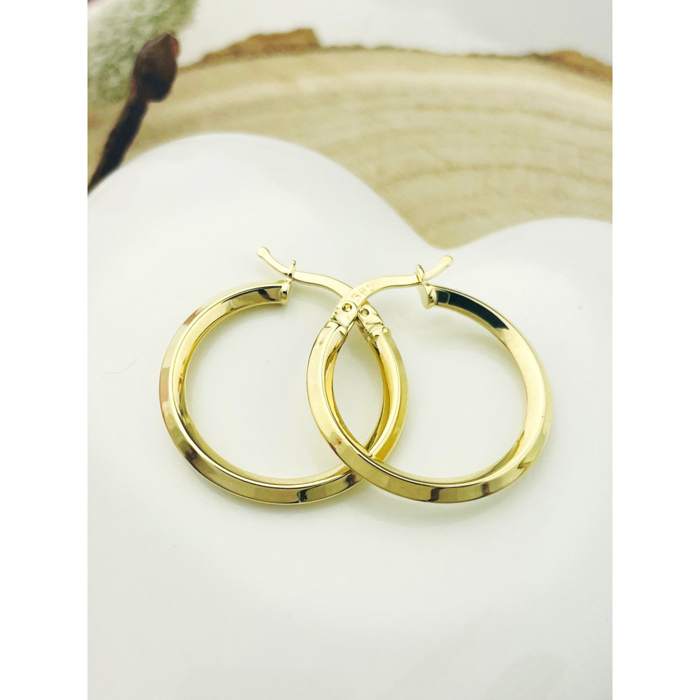 Kreis Creolen Ohrringe Ohrhänger Ohrstecker Ohrschmuck Paar Gelbgold 585er 14KT