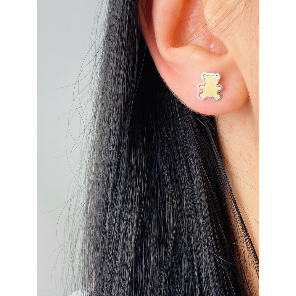 Złote kolczyki misie niedźwiadki