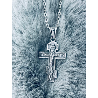 Silber Anhänger orthodoxes Kreuz mit Jesus Christus Erstkommunion Taufe