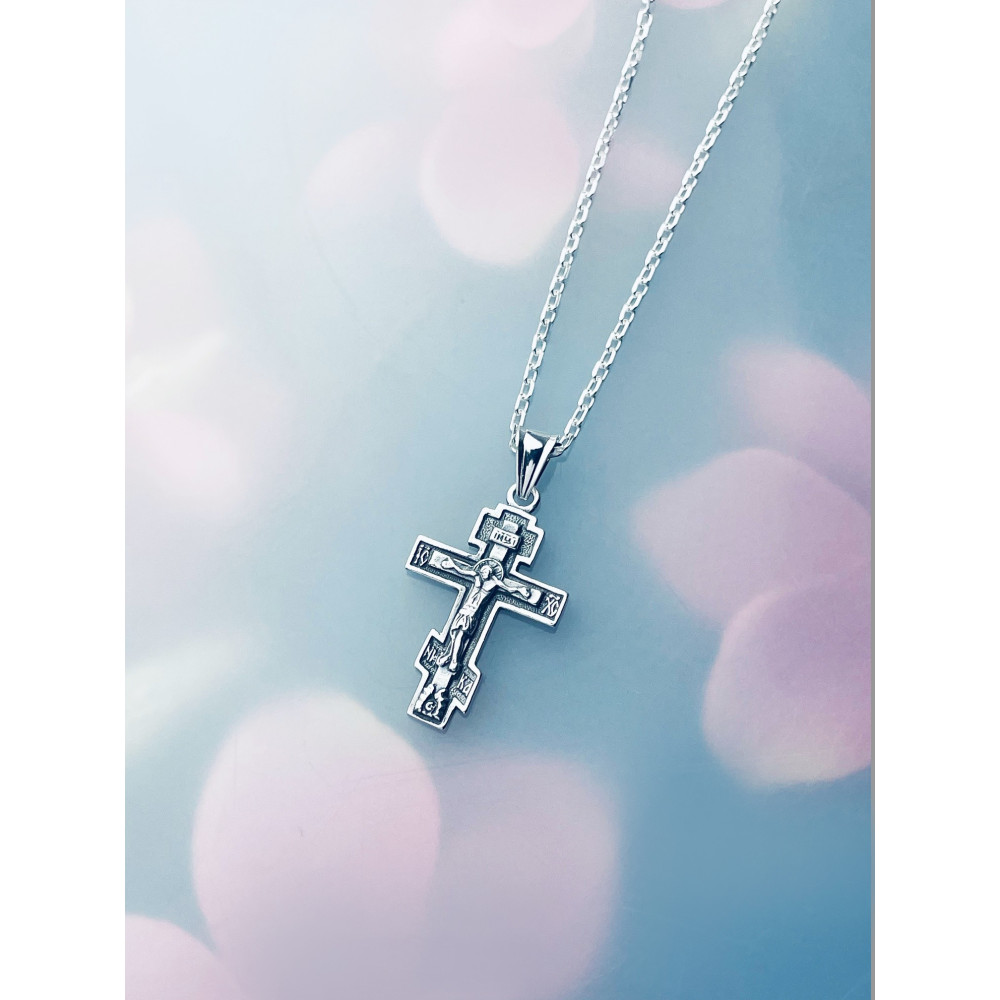 Silber Anhänger orthodoxes Kreuz mit Jesus Christus Erstkommunion Taufe