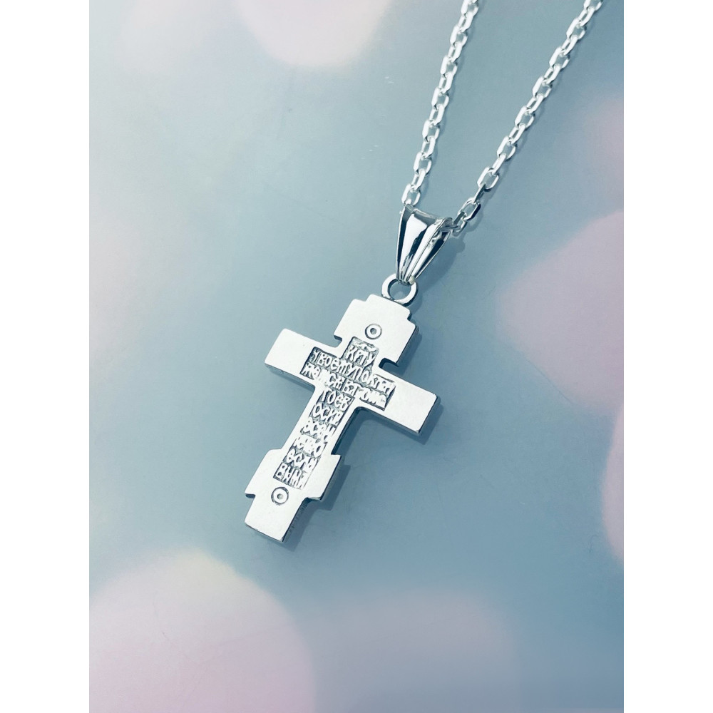 Silber Anhänger orthodoxes Kreuz mit Jesus Christus Erstkommunion Taufe