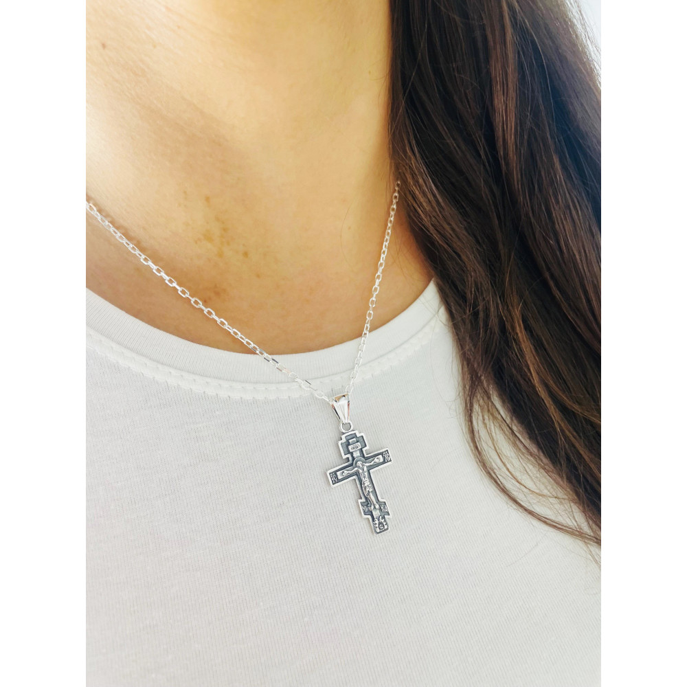 Silber Anhänger orthodoxes Kreuz mit Jesus Christus Erstkommunion Taufe