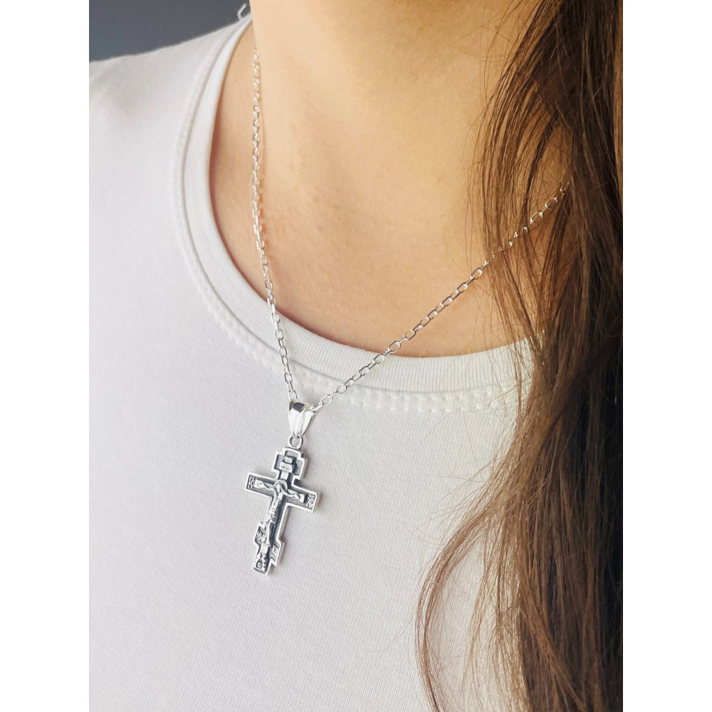 Silber Anhänger orthodoxes Kreuz mit Jesus Christus Erstkommunion Taufe