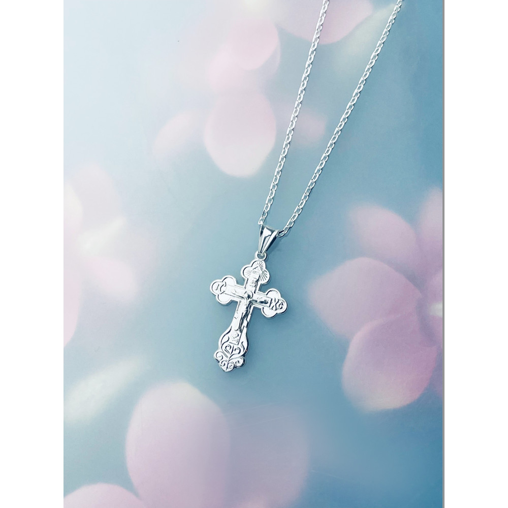 Silber Anhänger orthodoxes Kreuz mit Jesus Christus Erstkommunion Taufe