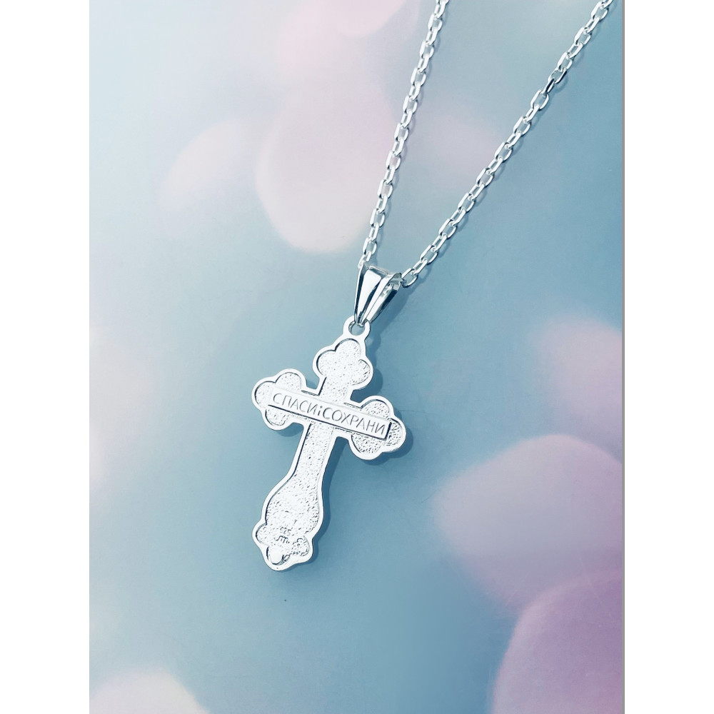 Silber Anhänger orthodoxes Kreuz mit Jesus Christus Erstkommunion Taufe