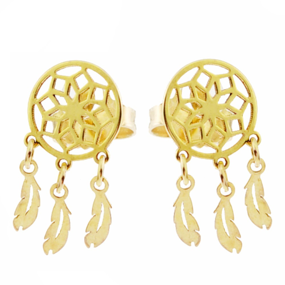 Złote kolczyki łapacz snów.