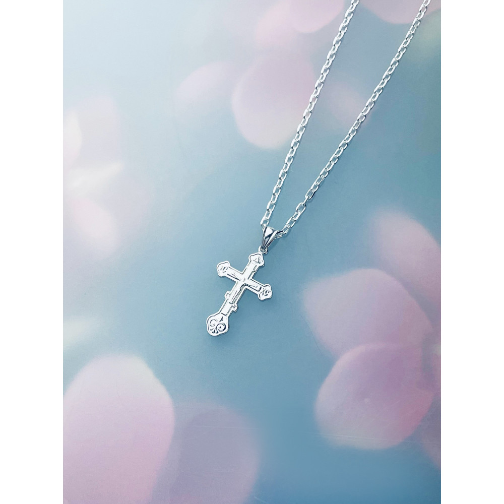 Silber Anhänger orthodoxes Kreuz mit Jesus Christus Erstkommunion Taufe