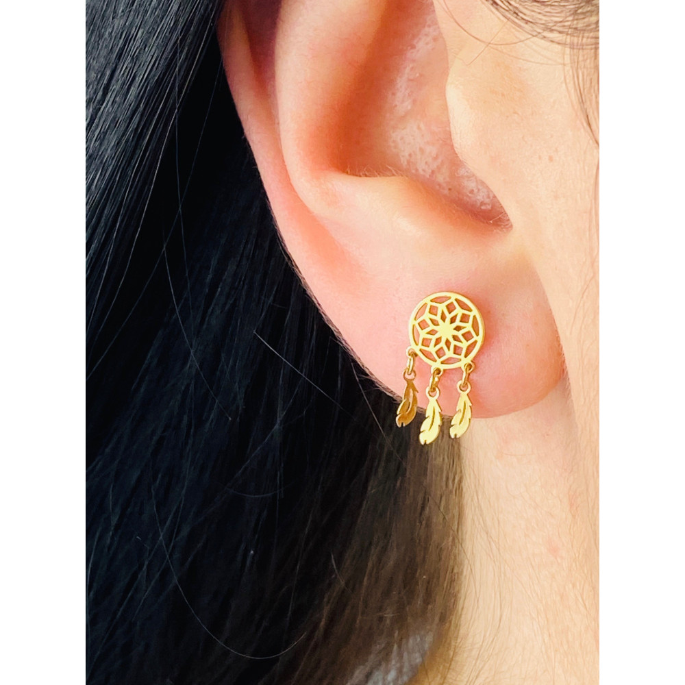 Złote kolczyki łapacz snów.