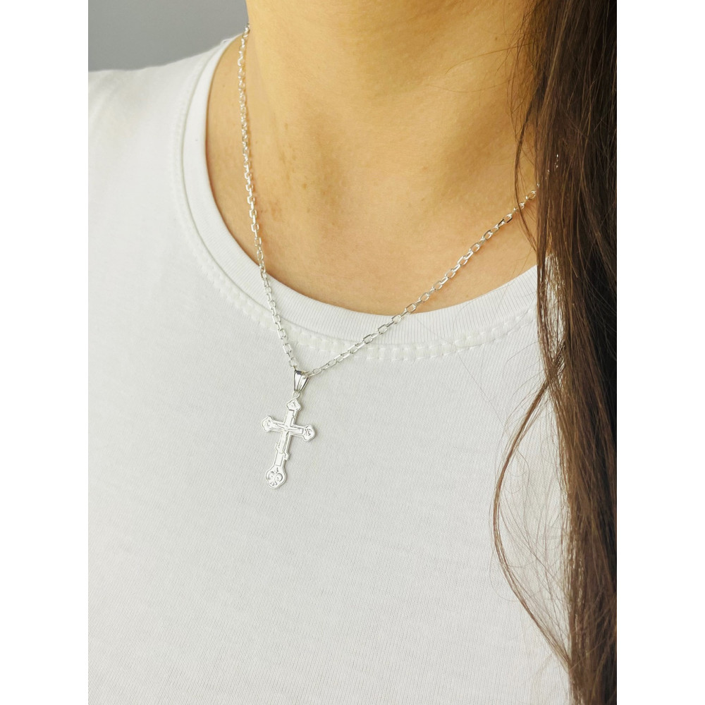 Srebrny krzyżyk prawosławny Pan Jezus Komunia Chrzest