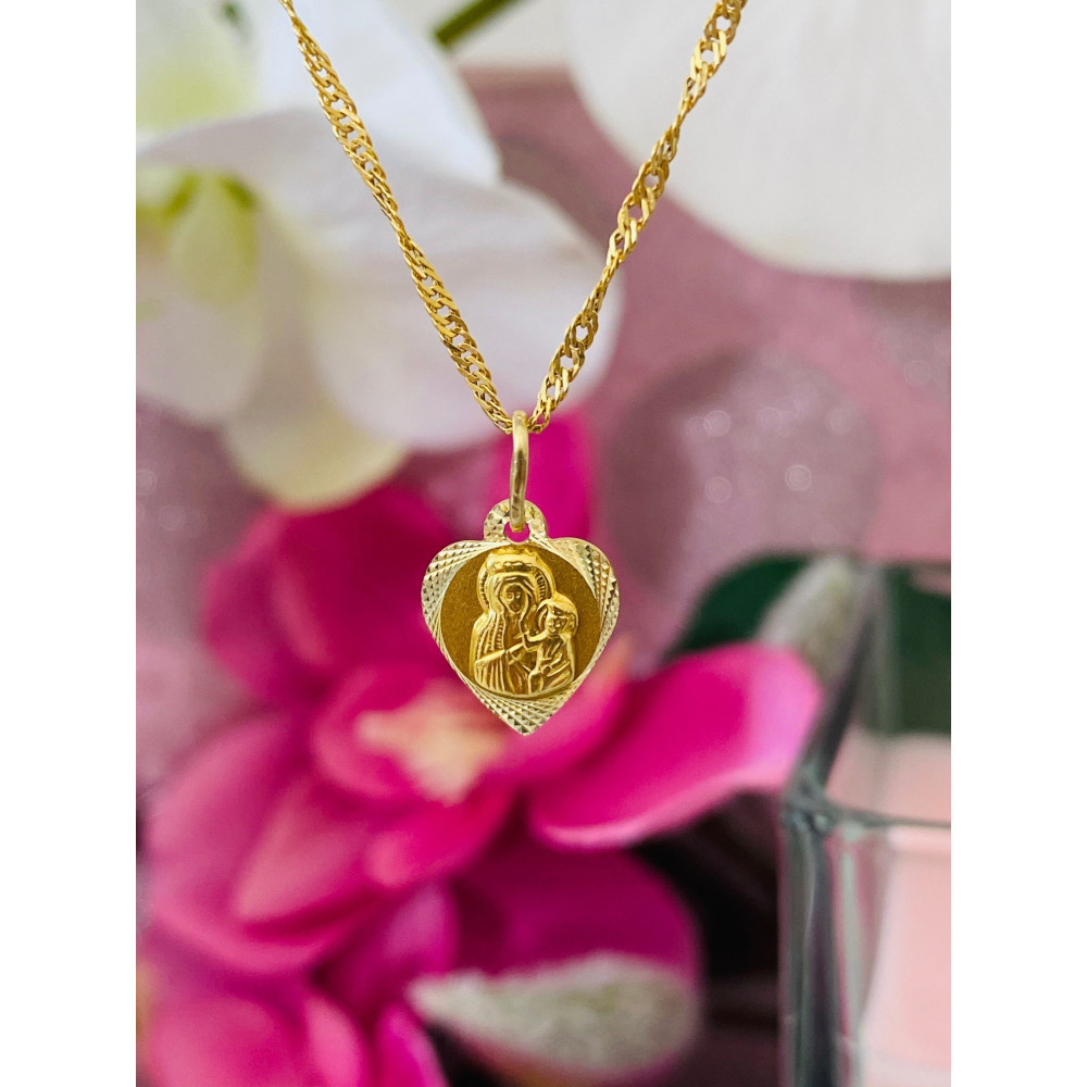 Złoty Medalik Zawieszka Matka Boska Częstochowska