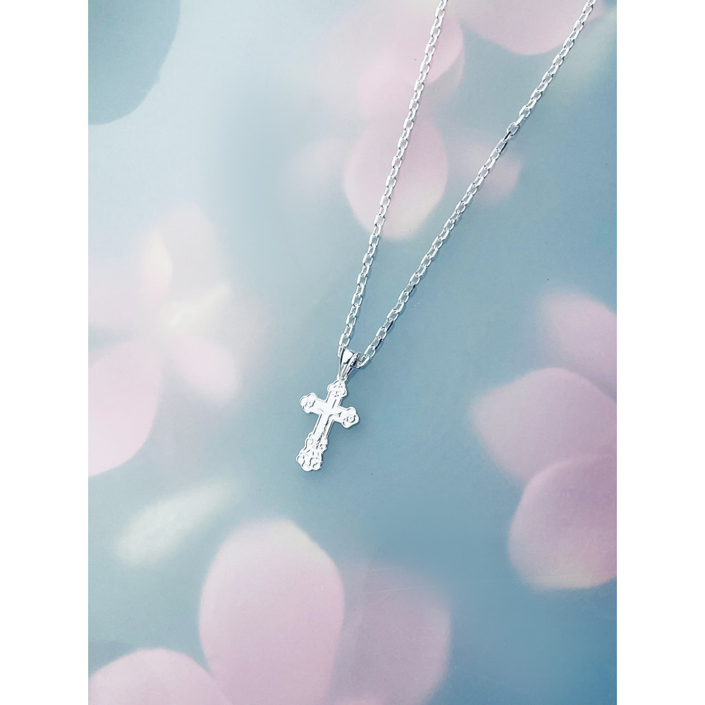 Silber Anhänger orthodoxes Kreuz mit Jesus Christus Erstkommunion Taufe