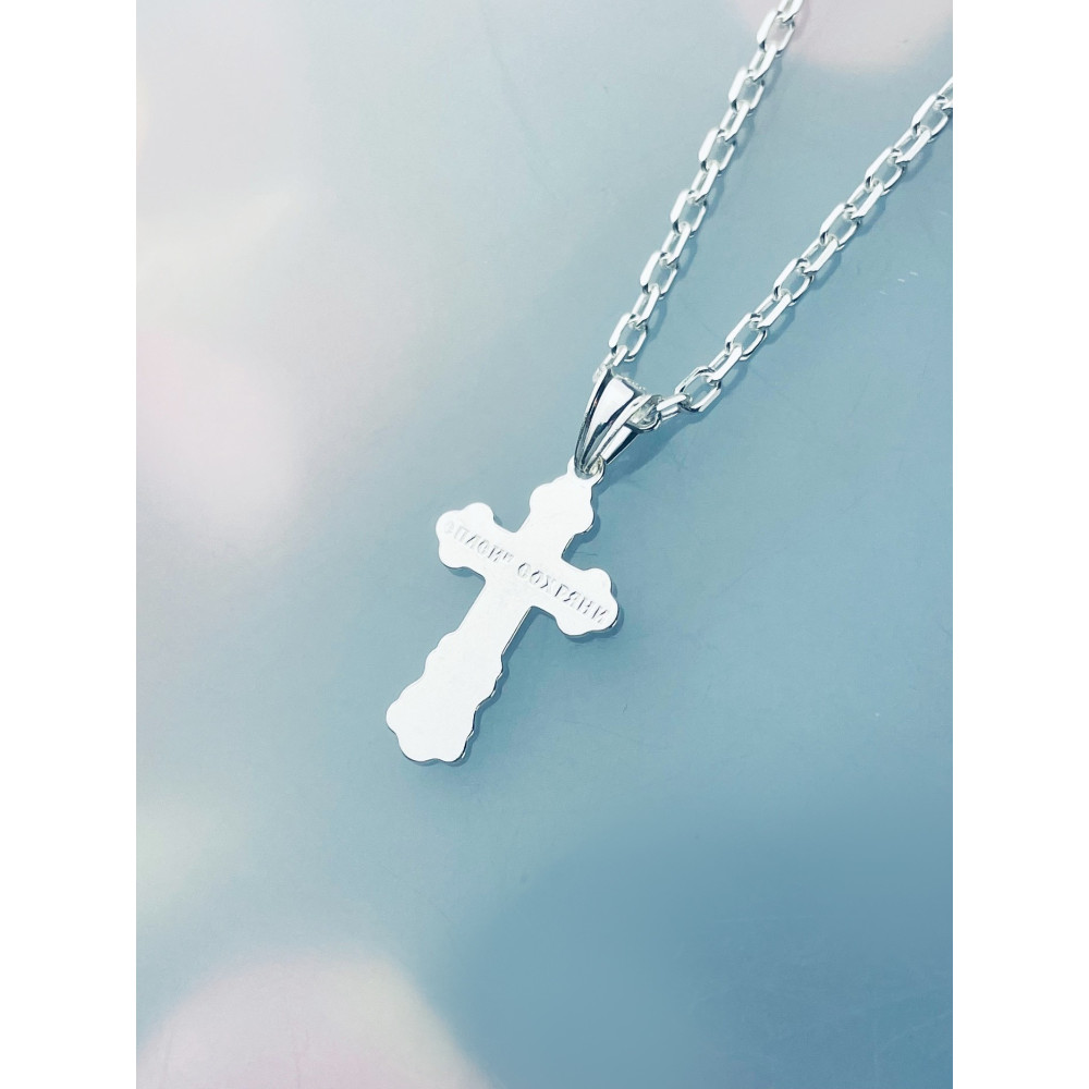 Silber Anhänger orthodoxes Kreuz mit Jesus Christus Erstkommunion Taufe