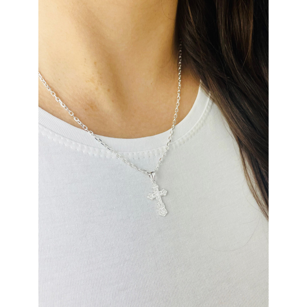 Silber Anhänger orthodoxes Kreuz mit Jesus Christus Erstkommunion Taufe