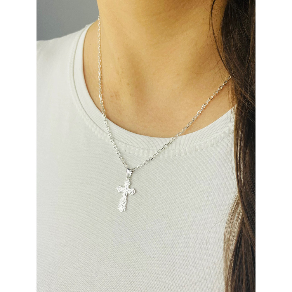 Silber Anhänger orthodoxes Kreuz mit Jesus Christus Erstkommunion Taufe