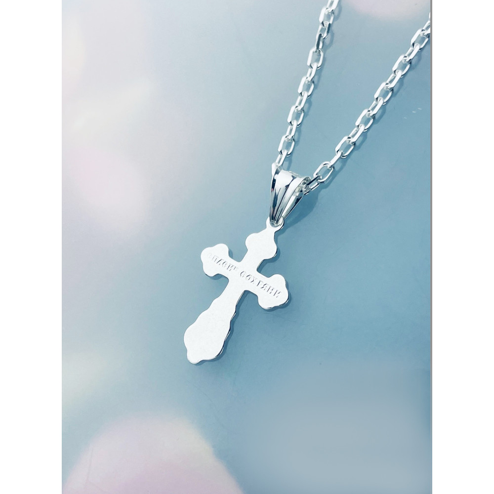 Silber Anhänger orthodoxes Kreuz mit Jesus Christus Erstkommunion Taufe