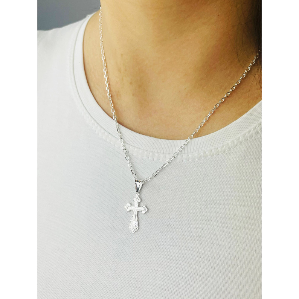 Silber Anhänger orthodoxes Kreuz mit Jesus Christus Erstkommunion Taufe