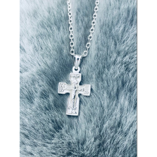 Silber Anhänger orthodoxes Kreuz mit Jesus Christus Erstkommunion Taufe